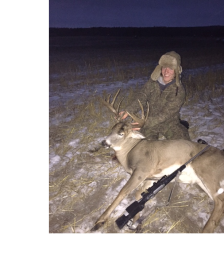 Adam Thomson with his Northern Alberta Whitetail buck shot with a Lilja Barreled 280 AI. 