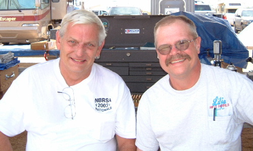 Butch and Dan in between 100 yard Unlimited class matches at the 2003 NBRSA Nationals.