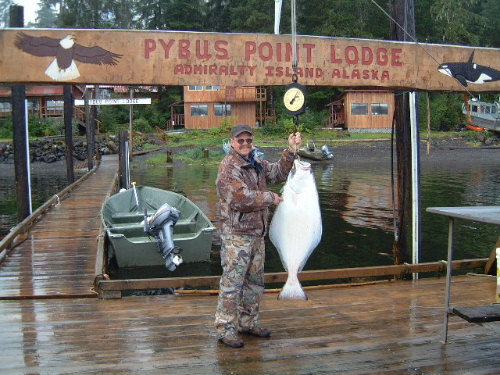 Dan with one of the bigger halibut we caught. Alan runs a very nice fishing camp on the island’s east side.