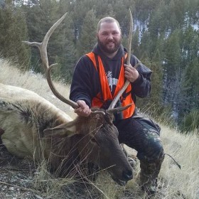 Kc McDonald with his first bull shot in South West Montana