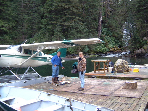 Alan and Sally as we’re getting ready to fish for silver salmon. Alan let Dan fly his 206 on floats to Baranof Island.