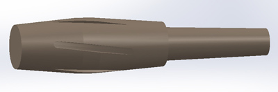 A solid CAD model of a rifling button. The right side would be attached to the pull-rod.