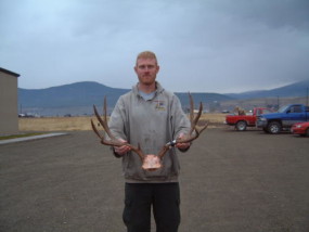 Doug with his 28" wide mule deer buck that he shot with his 308 in October of 2005. Doug worked for us before the Army Reserves sent him to the Middle East.