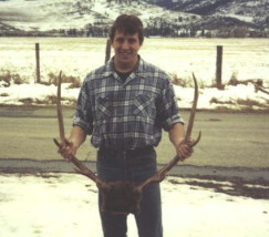 Rob Horton with a raghorn bull he shot around 1991 in Montana.