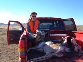 Sally with her antelope doe she shot with her trusty 7mm-08 at 250 yards.